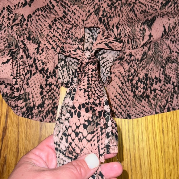 ODDY Tops Oddy Brand Pink Snakeskin Shirt With Tie Knot In Front